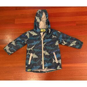 Western Chief Blue Shark Zipper Raincoat with Hood 3T